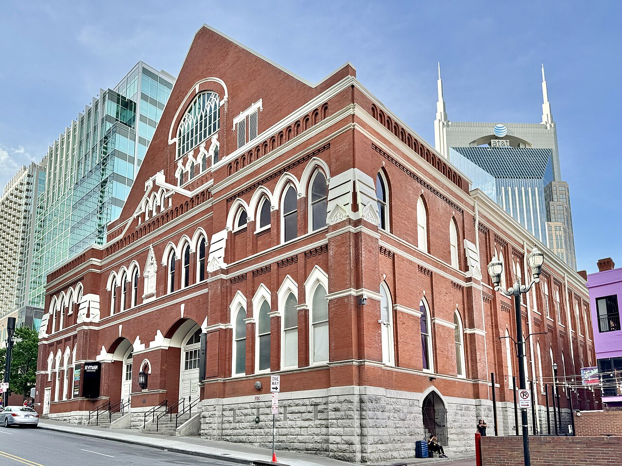 The red-brick facade of the Ryman Auditorium